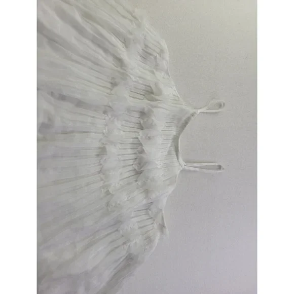 Ramy Brook Women's S White Lined Pleated Ruffle Tank Top Cropped READ - Picture 4 of 11